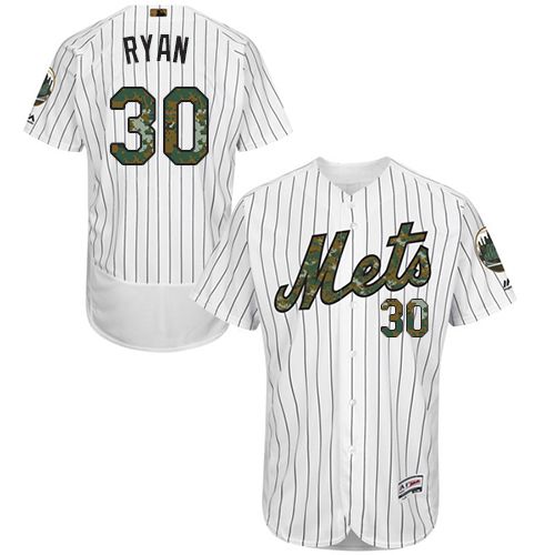 Mets #30 Nolan Ryan White(Blue Strip) Flexbase Authentic Collection Memorial Day Stitched MLB Jersey - Click Image to Close